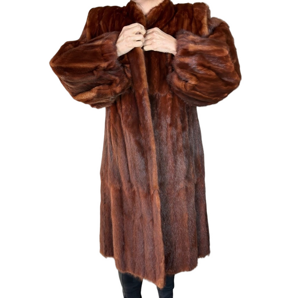 1940’s MINK RED R.J.& NEYMAR Exclusive Stylist LAC Runway 3/4th Length Natural - Picture 2 of 16
